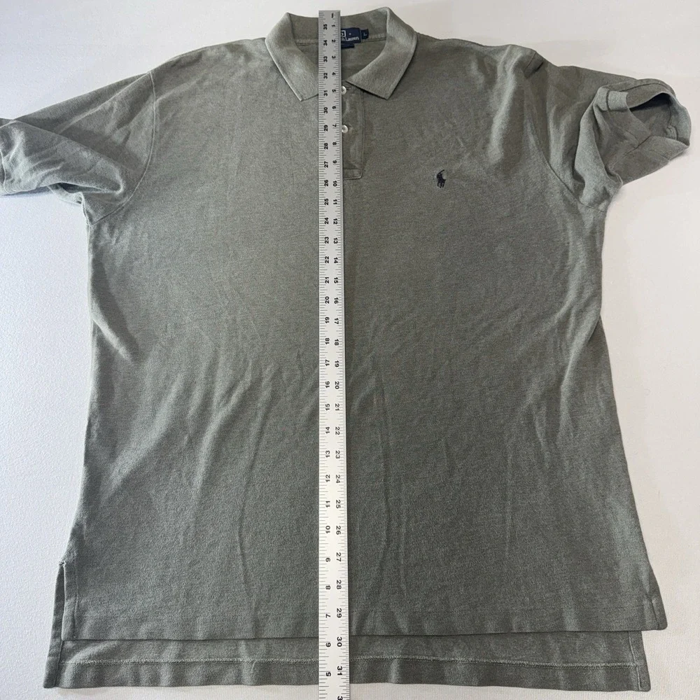 Polo Ralph‎ Lauren Mens Size Large Green Polo Shirt Navy Pony Logo 100 % Cotton